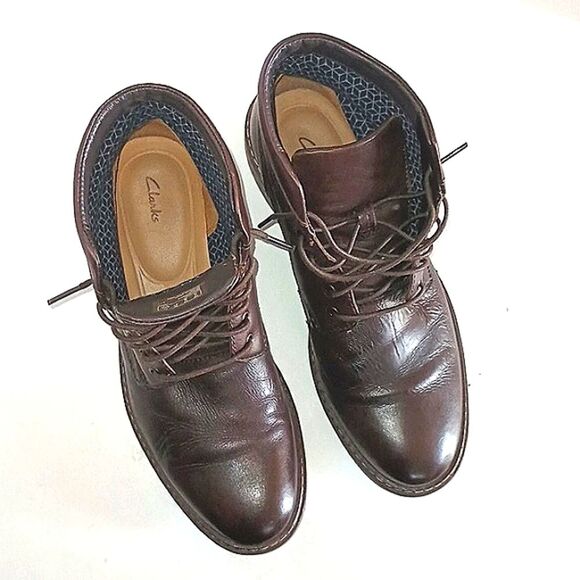 Clarks Dark Brown Leather Lace-Up Mens Ankle Boots size 8 main image 7